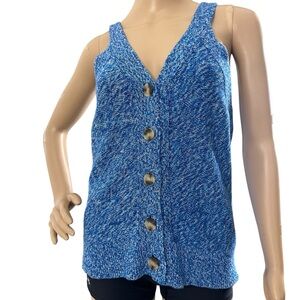 LOFT blue button down sweater vest small
